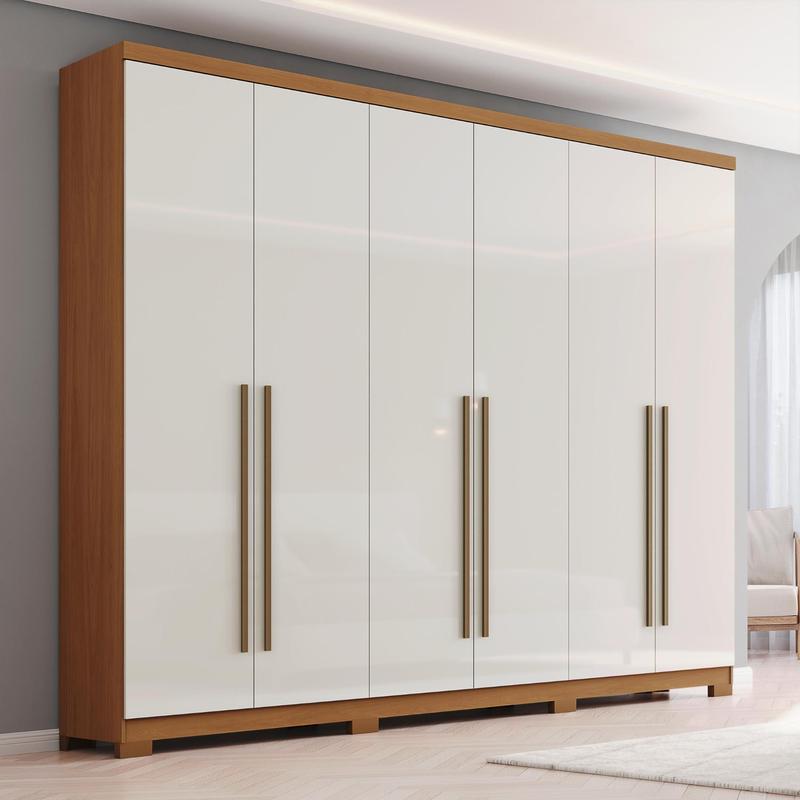 Guarda Roupa Casal 06 Portas 03 Gavetas New Jade D345 Cinamomo Off